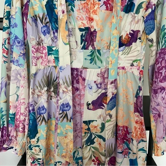 2 for 20$ 🩷🍊 Patchwork and floral print flounce necktie Maxi Dress​ - Picture 2 of 11